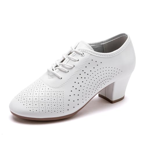 KONJACLY Damen Standardtanzschuhe Mit Niedrigem Absatz Praxis Tanzabsätze Für Anfänger Gummisohle Wanderschuhe,3.5cm Heel,40 EU von KONJACLY