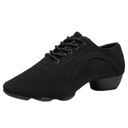 KONJACLY Frauen Männer Latin Tanzschuhe Casual Atmungsaktive Praxis Performence Schuhe Geteilte Sohle Moderne Standardtanzschuhe,Schwarz,35 EU von KONJACLY