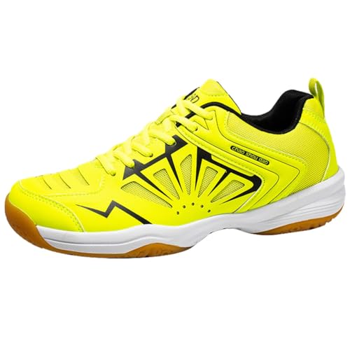 KONJACLY Herren Badminton Schuhe Casual Squash Badminton Schuh rutschfeste Sportschuhe Turnschuhe Für Tennis Volleyball,Gelb,42 EU von KONJACLY