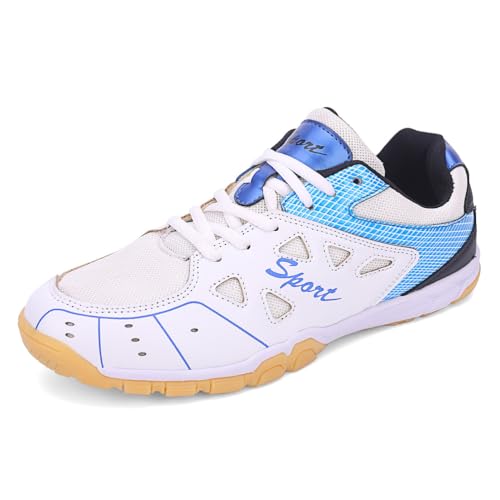 KONJACLY Herren Damen Badminton Schuhe Atmungsaktive Leichte Pickleball Turnschuhe rutschfeste Low Top Volleyball Wanderschuhe,Blau,37 EU von KONJACLY