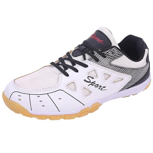 KONJACLY Herren Damen Badminton Schuhe Atmungsaktive Leichte Pickleball Turnschuhe rutschfeste Low Top Volleyball Wanderschuhe,Schwarz,36 EU von KONJACLY