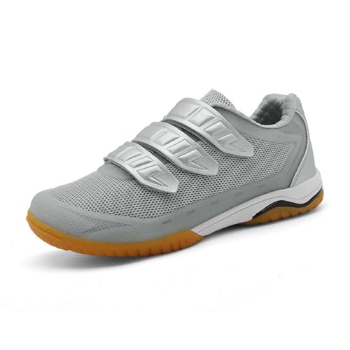 KONJACLY Herren Damen Indoor Court Schuhe Professionelle Badminton Athletic Racketball Schuhe Leichte Volleyball Squash Sport Sneakers,Grau,35 EU von KONJACLY