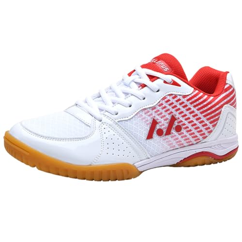 KONJACLY Herren Jugend Badminton Sportschuhe Atmungsaktive Walking Tennis Trainer Casual Pickleball Athletic Fitness Schuhe,Rot,44 EU von KONJACLY