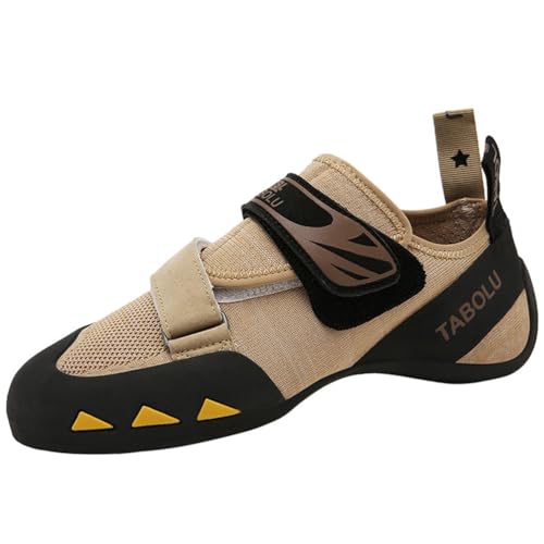 KONJACLY Herren Kletterschuhe Für Gym Und Sport rutschfeste Leichte Anfänger Bouldertrainer,Braun,39 EU von KONJACLY