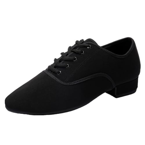 KONJACLY Herren Leder Ballsaal Tanzschuhe Schnürung Low Heel Outdoor Moderne Latin Praxis Tanzschuhe,Oxford Cloth,40 EU von KONJACLY