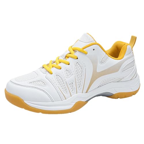 KONJACLY Herren Tennis Badminton Squash Schuhe rutschfeste Sportschuhe Für Volleyball Pickleball Bequeme Tischtennis Turnschuhe,Gelb,37 EU von KONJACLY