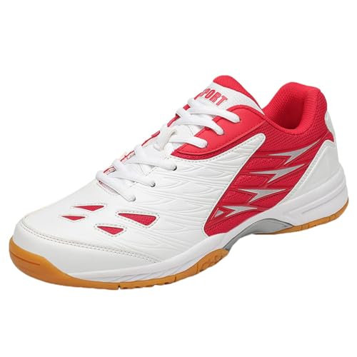 KONJACLY Herren Volleyballschuhe Bequeme Casual Pickleball Platzschuhe Atmungsaktive Mesh Workout Sportschuhe Große Größe,Rot,38 EU von KONJACLY