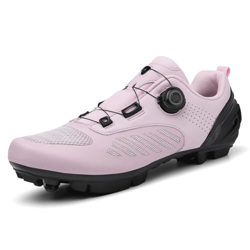 KONJACLY MTB-Schuhe Für Herren Mountainbike-Schuhe Kompatibel Mit 2-Loch-SPD-Stollen Leichte Selbstsichernde Outdoor-Fahrradschuhe,Rosa,40 EU von KONJACLY