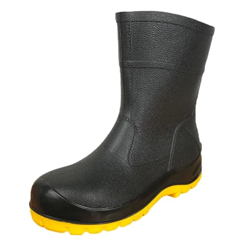 KONJACLY Stahlkappenstiefel Für Männer wasserdichte Arbeitssicherheitsschuhe Pannensichere rutschfeste Konstruktion Gummistiefel,Black a,37 EU von KONJACLY