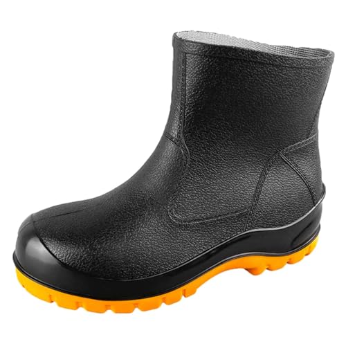 KONJACLY Stahlkappenstiefel Für Männer wasserdichte Arbeitssicherheitsschuhe Pannensichere rutschfeste Konstruktion Gummistiefel,Black b,41 EU von KONJACLY