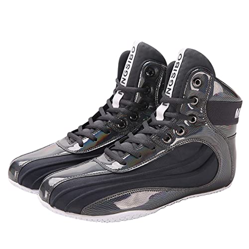 KONJACLY Unisex-Boxschuhe, Professionelle Boxstiefel Komfort-Wrestling-Sneaker Flexible, Langlebige Gewichtheber-Trainingsschuhe,Grau,46 EU von KONJACLY