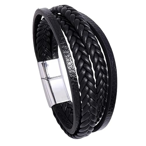 KONJEELIO Geflochtenes Lederarmband Für Männer, Stilvolles Twist Gewebearmband, Mehrlagiges Lederseil Armband, Verstellbare Manschettenarmbänder, Vintage Charm Schmuck, Geschenkidee Für Männer von KONJEELIO