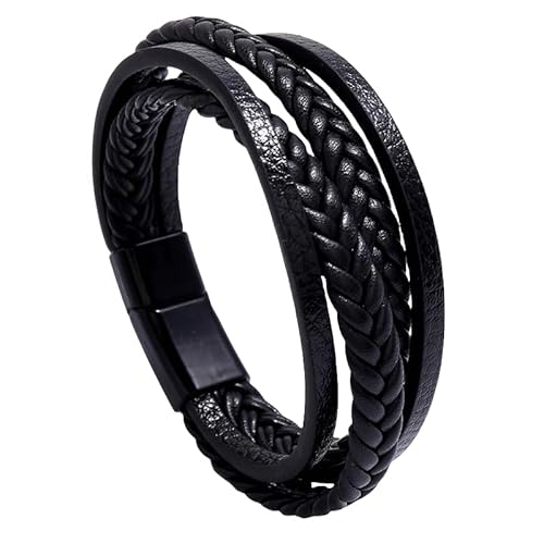 KONJEELIO Geflochtenes Lederarmband Für Männer, Stilvolles Twist Gewebearmband, Mehrschichtiges Lederseil Armband, Verstellbare Manschettenarmbänder, Vintage Charm Schmuck, Geschenkidee Für Män von KONJEELIO