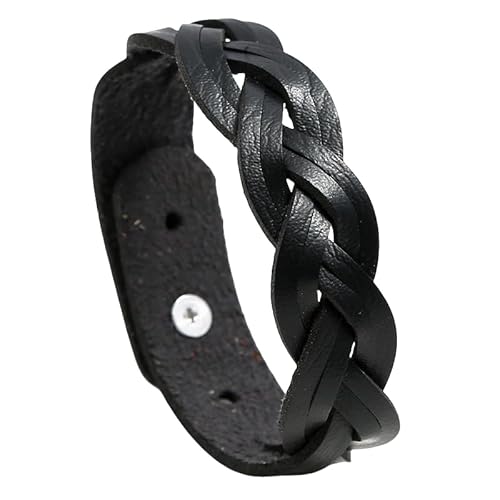 KONJEELIO Lederarmband Für Männer, Einfaches Gedrehtes Geflochtenes Armband, Einfarbig, Gewebtes Lederarmband, Verstellbares Armband, Vintage Punk Charm Schmuck, Geschenkidee Für Männer Und Frau von KONJEELIO