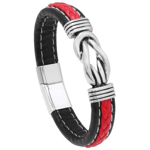 KONJEELIO Lederarmband Für Männer, Einfaches Gedrehtes Geflochtenes Armband, Keltischer Knoten, Gewebtes Lederarmband, Manschettenarmbänder, Vintage Punk Charm Schmuck, Geschenkidee Für Männer von KONJEELIO