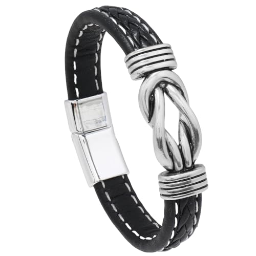 KONJEELIO Lederarmband Für Männer, Einfaches Gedrehtes Geflochtenes Armband, Keltischer Knoten, Gewebtes Lederarmband, Manschettenarmbänder, Vintage Punk Charm Schmuck, Geschenkidee Für Männer von KONJEELIO