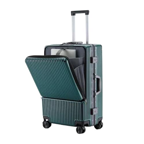KONJEELIO Vorne öffnendes Gepäck, USB-Aufladung, hochwertige Tasche, Koffer auf Rädern, Herren, Geschäftsreisetasche, Kabinenkoffer, Taschen for Damen (Color : Aluminum Frame b, Size : 26") von KONJEELIO