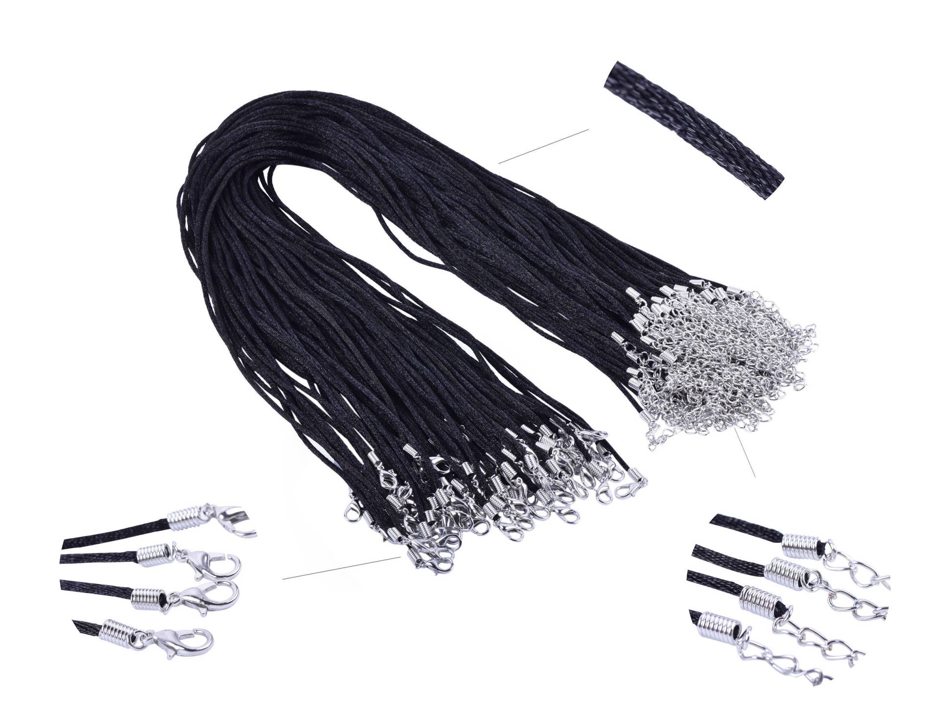 50 Stück Schwarz 2, 0 Mm Satin Seide Halskette Kordel Mit Verschluss Lobster 2 "'verlängerungskette 50 Stück Schwarz 2, 0 Mm Satin Seide Halskette Kordel Mit Verschluss Lobster 2 "'verlängerungskette von KONMAY