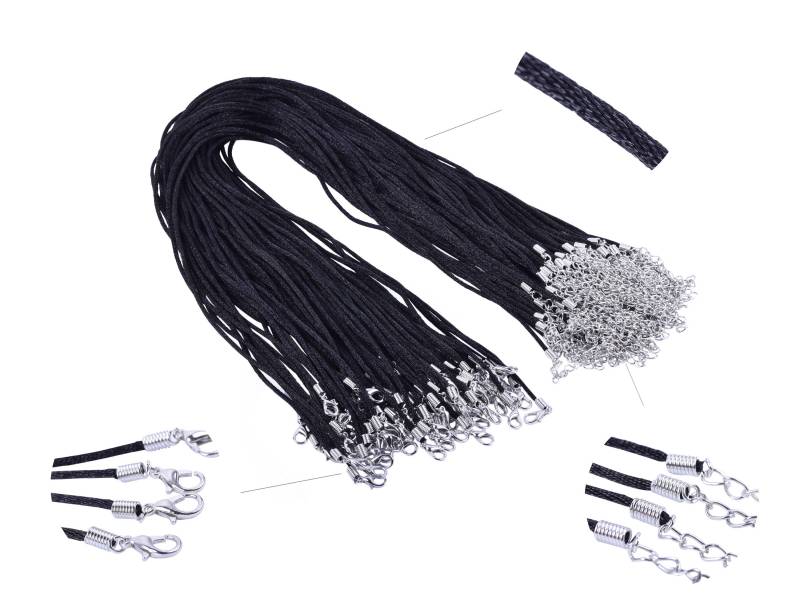 50 Stück Schwarz 2, 0 Mm Satin Seide Halskette Kordel Mit Verschluss Lobster 2 "'verlängerungskette 50 Stück Schwarz 2, 0 Mm Satin Seide Halskette Kordel Mit Verschluss Lobster 2 "'verlängerungskette von KONMAY