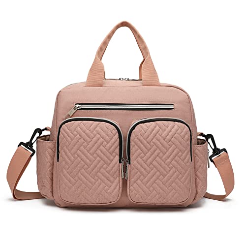 KONO Baby-Wickeltasche, stilvoll, für Mama und Papa, wandelbare Reisetasche mit isolierten Taschen (Rosa) von KONO