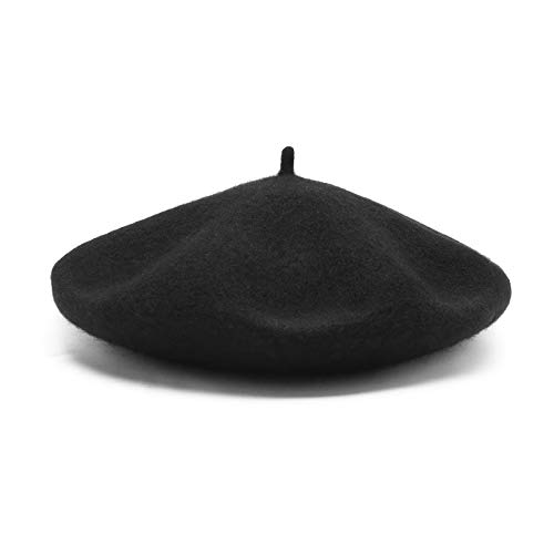 KONO Frauen Baskenmütze Französische Art Beanie Cap Winter Warm Wolle Baskenmütze Damen (Schwarz) von KONO