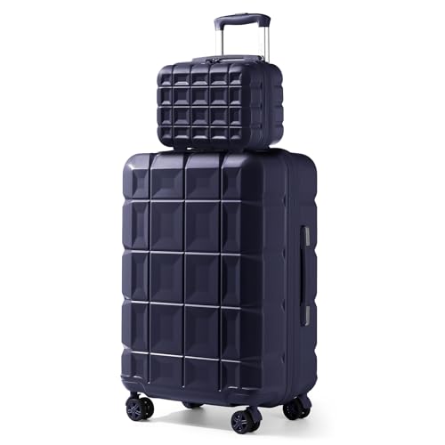 KONO Gepäck-Sets Kofferset 2 Teilig Groß Koffer mit Beautycase (72cm+Kosmetikkoffer, Dunkelblau) von KONO