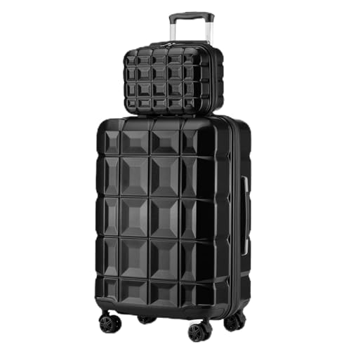 KONO Gepäck-Sets Kofferset 2 Teilig Groß Koffer mit Beautycase (72cm+Kosmetikkoffer, Schwarz) von KONO