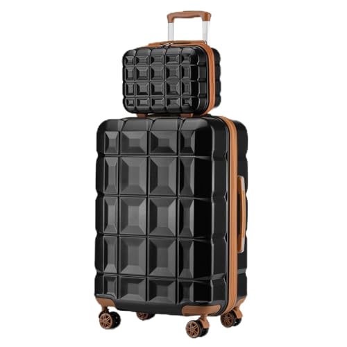 KONO Gepäck-Sets Kofferset 2 Teilig Groß Koffer mit Beautycase (72cm+Kosmetikkoffer, Schwarz/Braun) von KONO