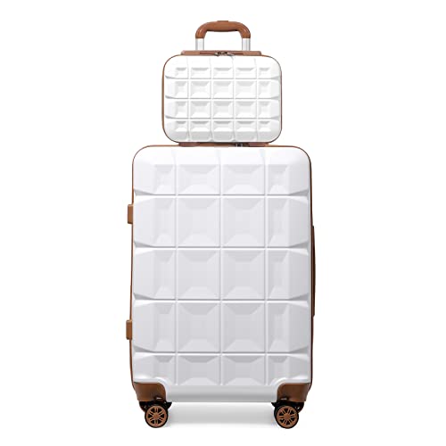 KONO Gepäck-Sets Kofferset 2 Teilig Groß Koffer mit Beautycase (72cm+Kosmetikkoffer, Weiß) von KONO