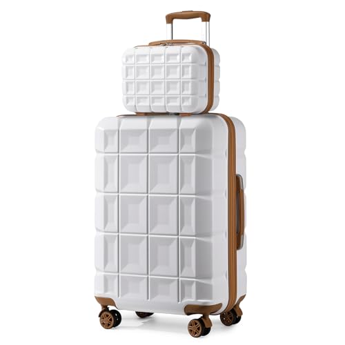 KONO Gepäck-Sets Kofferset 2 Teilig Groß Koffer mit Beautycase (72cm+Kosmetikkoffer, Weiß) von KONO