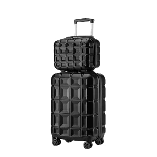 KONO Gepäck-Sets Kofferset 2 Teilig Handgepäck Koffer mit Beautycase (54cm+Kosmetikkoffer, Schwarz) von KONO