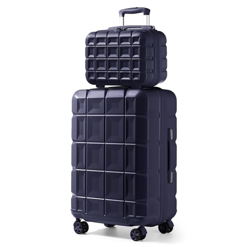 KONO Gepäck-Sets Kofferset 2 Teilig Mittelgroß Koffer mit Beautycase (62cm+Kosmetikkoffer, Dunkelblau) von KONO