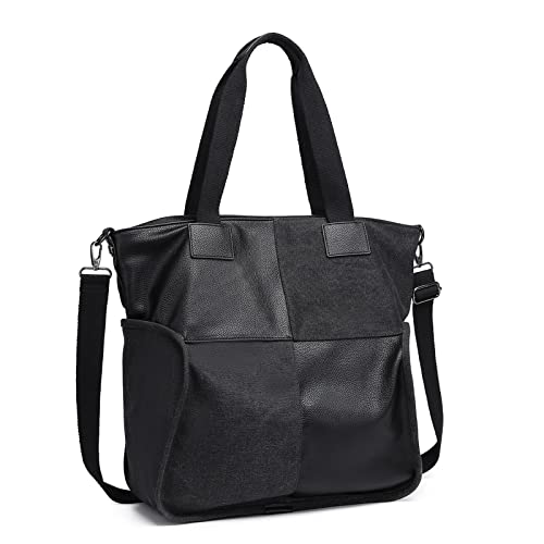 KONO Große Handtaschen für Damen Canvas Casual Hobo Umhängetasche Schultertaschen Top Griff Tote Plaid Messenger Bag für Wochenende Übernachtung Urlaub Reisen Arbeit Schule von KONO