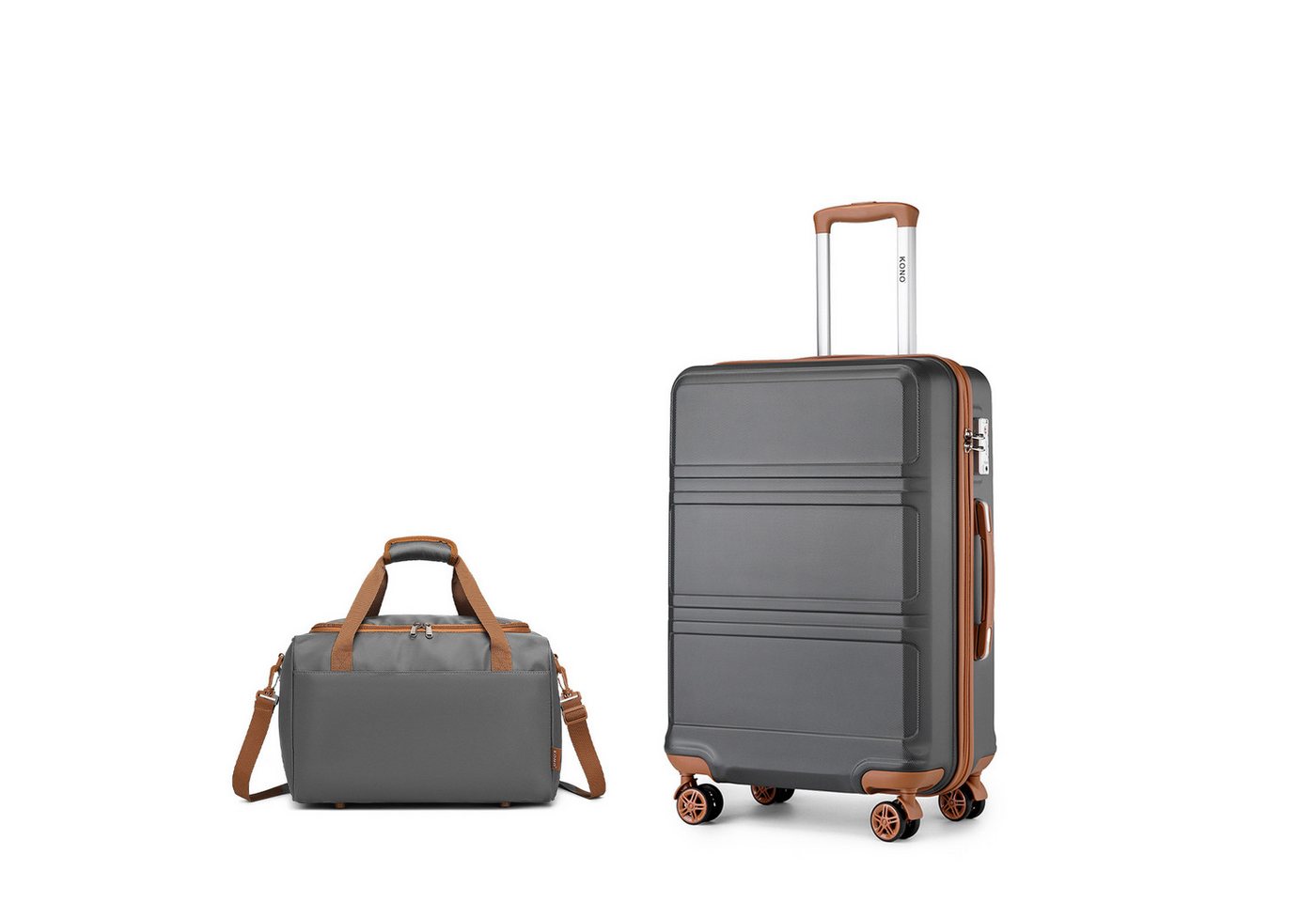 KONO Kofferset 2-teilig, Leichter Koffer (55 65 74cm) + Flugtaugliche Reisetasche, (2 tlg) von KONO