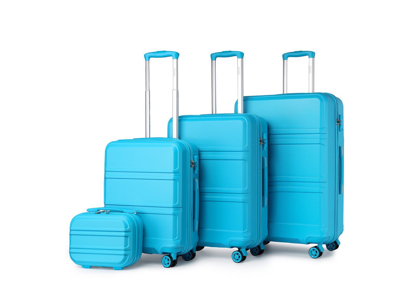 KONO Kofferset 4-teiliges Reiseset, ABS-Hartschalenkoffer (XL/L/M) + Kosmetikkoffer, (4 tlg) von KONO