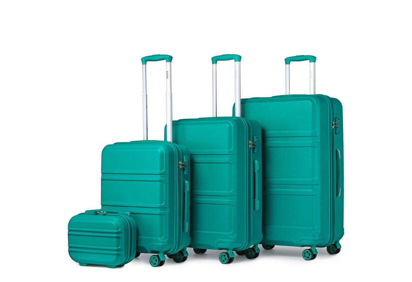 KONO Kofferset 4-teiliges Reiseset, ABS-Hartschalenkoffer (XL/L/M) + Kosmetikkoffer, (4 tlg) von KONO