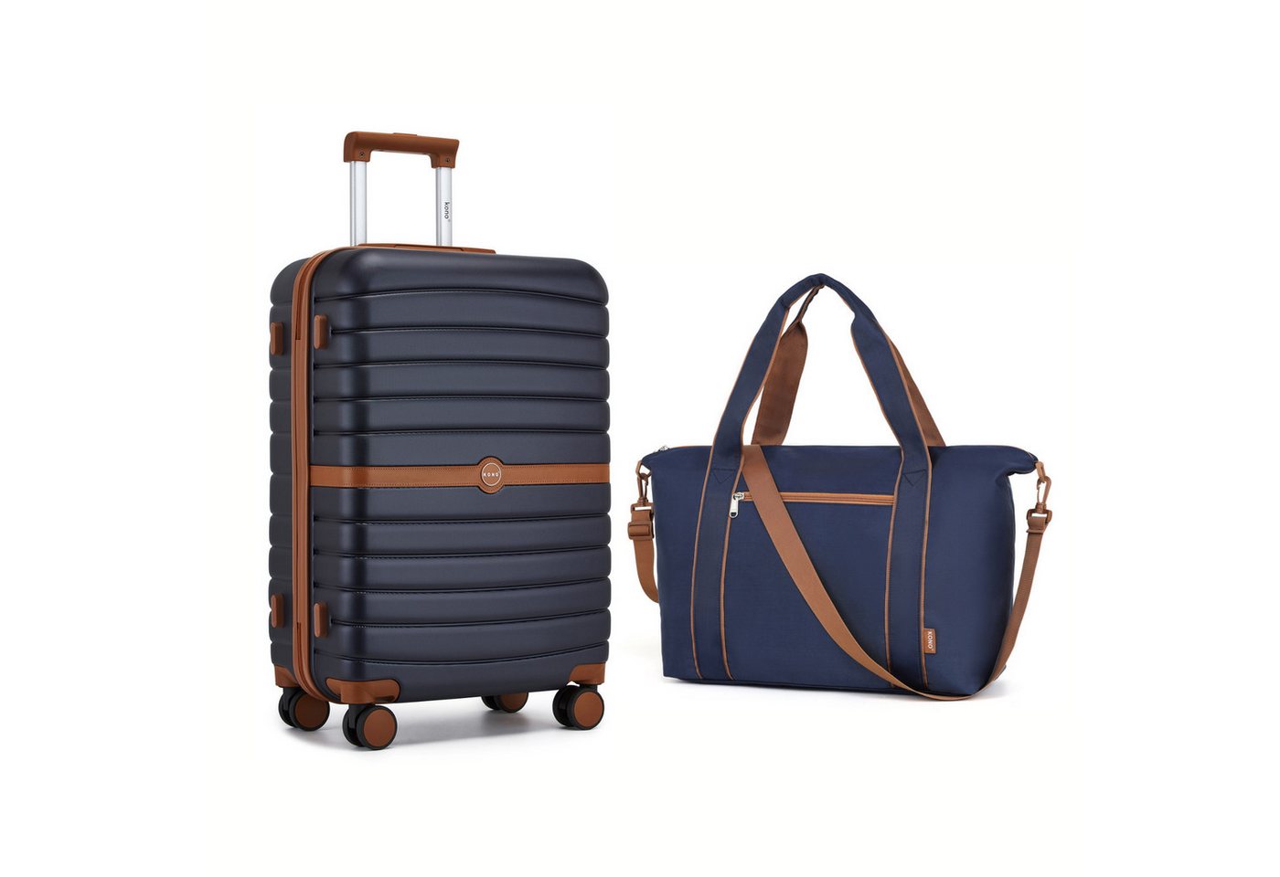 KONO Kofferset Hartschalenkoffer (55/66,5/76,5 cm Hoch)+Kabinentasche (44,5×33×19 cm), (2 tlg) von KONO