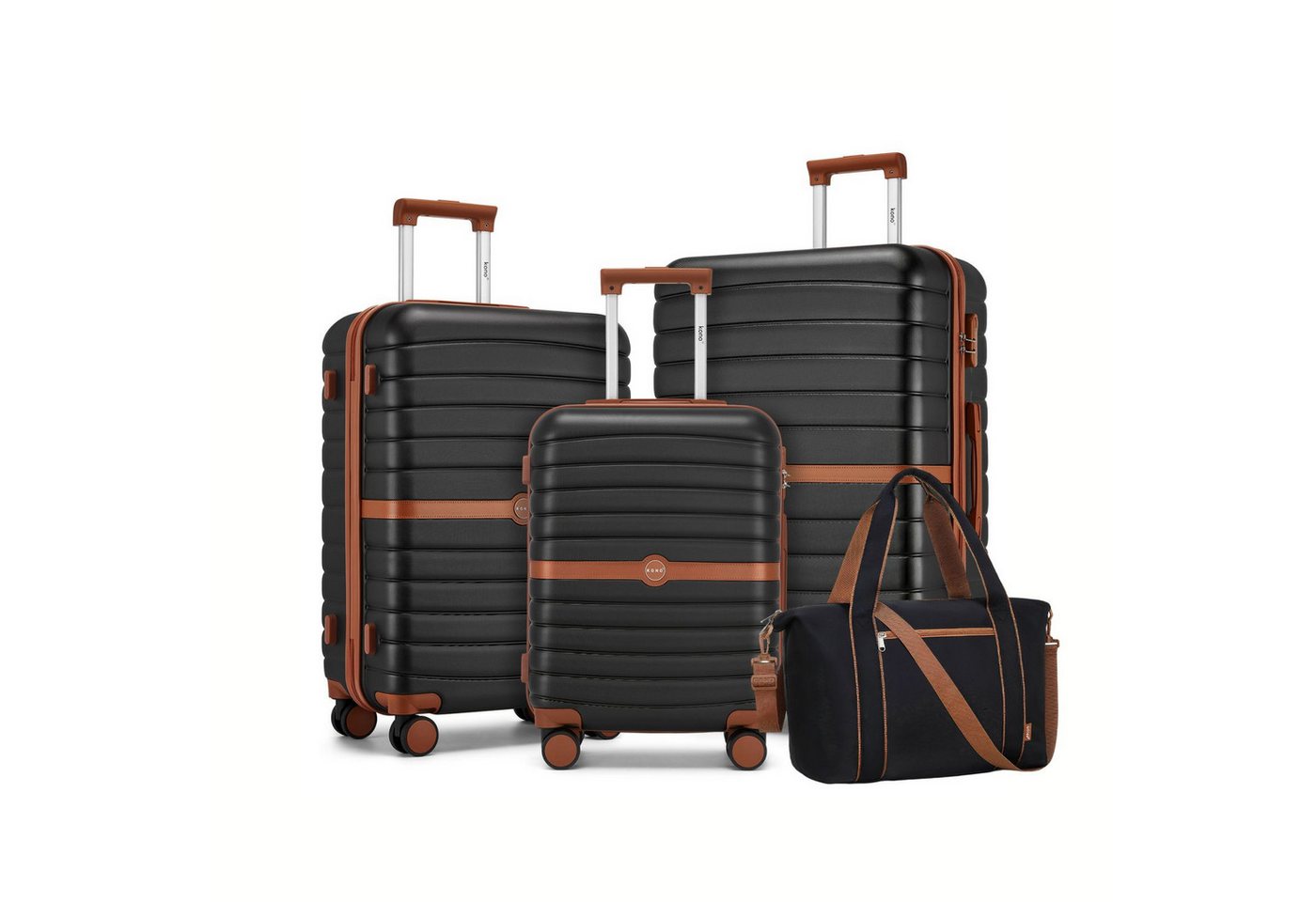 KONO Kofferset Hartschalenkoffer (55/66,5/76,5 cm Hoch)+Kabinentasche (44,5×33×19 cm), (4 tlg) von KONO