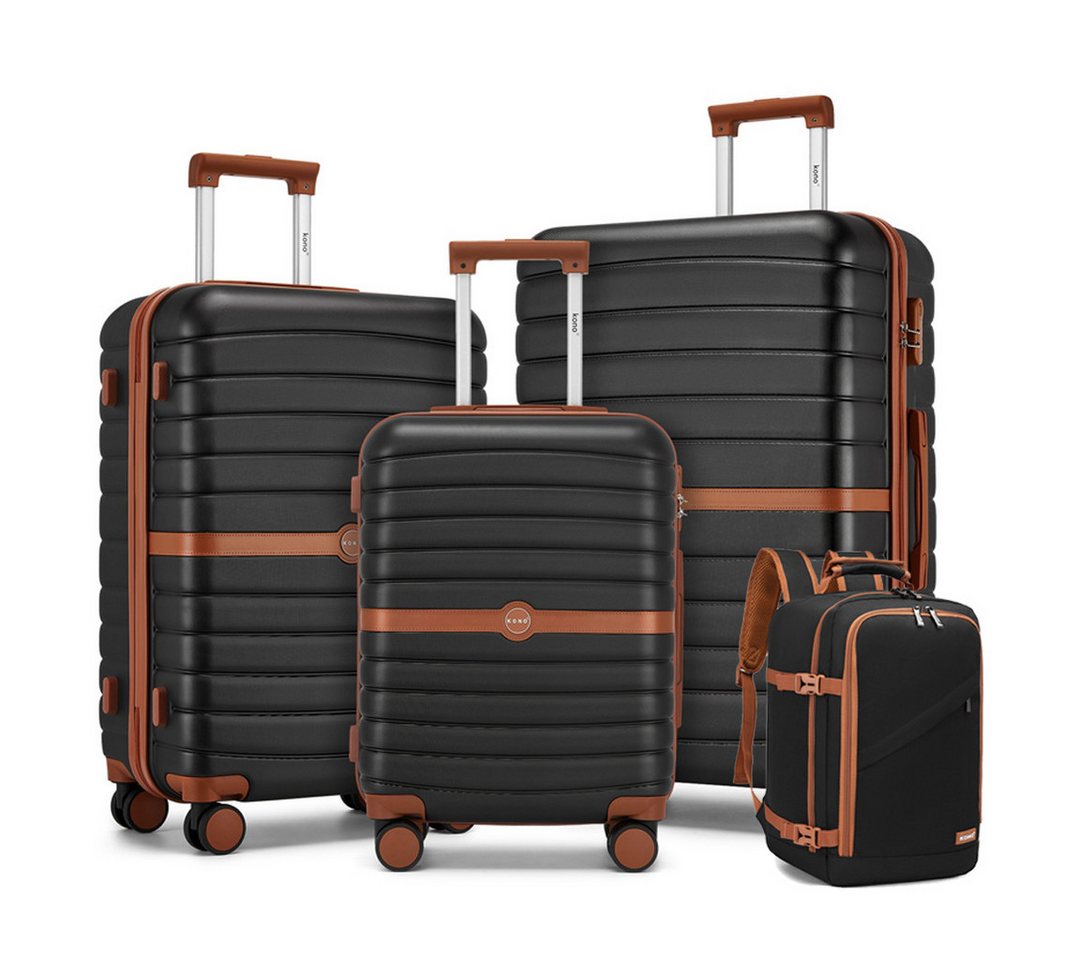 KONO Kofferset Hartschalenkoffer (Höhe: 55/66.5/76.5cm) + Kabinentasche 40x20x25cm, (4 tlg) von KONO