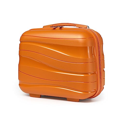 KONO Kosmetikkoffer Hartschale Klein Beautycase Damen Handgepäck, Polypropylen, 34x30x17cm (Orange) von KONO