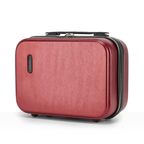 KONO Kosmetikkoffer Hartschalenkoffer Make up Koffer Beautycase für Damen aus ABS PC als Handgepäck für Reisen mit elastischem Koffergurt(Rot) von KONO
