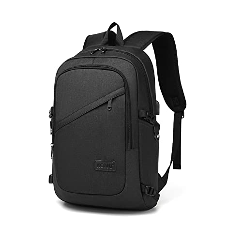 KONO Laptop-Rucksack Diebstahlsicherung Reisen Geschäft Arbeiten Computer mit USB-Anschluss Leichte Laptoptasche Schulrucksack Schulranzen für Jungen Herren Damen Lässiger Tagesrucksack (Schwarz) von KONO