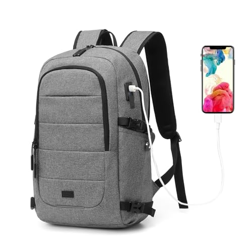 KONO Laptop-Rucksack Herren Anti-Diebstahl Laptoptasche 15,6 Zoll Schulrucksack Laptoptasche mit USB-Ladeanschluss Business Arbeit Reisen Rucksack Multifunktion Notebook Tasche Wasserdicht von KONO