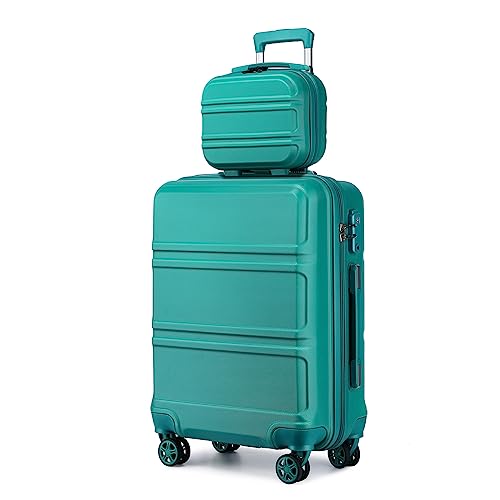 KONO Reisekoffer Set Gepäcksets 2 Teilig Kofferset, 74cm Groß Trolley Koffer mit Beautycase Kosmetikkoffe (74cm Koffer Größe XL+Kosmetikkoffer, Türkis) von KONO