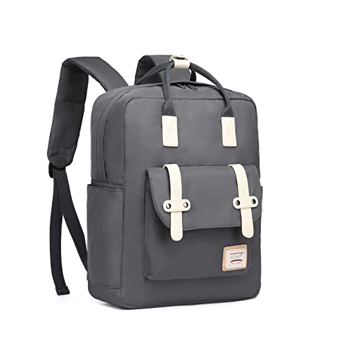 KONO Schulrucksack Unisex College Rucksack Leichte Schultasche Casual Tagesrucksack College Reise Business für Männer Frauen Jungen und Mädchen passt 13 Zoll Laptop(Grau) von KONO