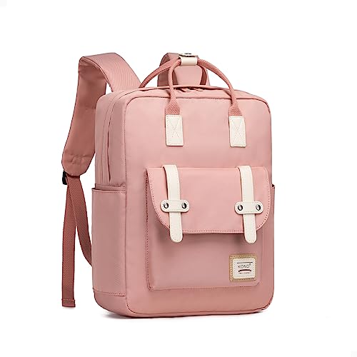 KONO Schulrucksack Unisex College Rucksack Leichte Schultasche Casual Tagesrucksack College Reise Business für Männer Frauen Jungen und Mädchen passt 13 Zoll Laptop(Rosa) von KONO