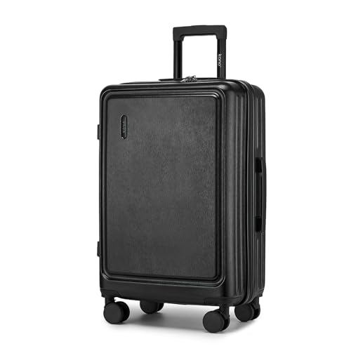 Kono Kosmetikkoffer ABS+PC Klein Beautycase Hartschalen Handgepäck Reisekoffer Leicht kulturkoffer Schminkkoffer Tragbar Make Up Kabinengepäck mit Handgriff und Spannengurt(Schwarz) von KONO