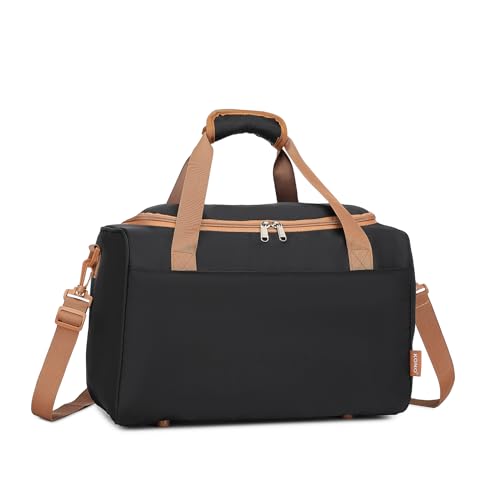 KONO Ryanair Handgepäck 40x20x25 Handgepäck Tasche Reisetasche Flugzeug Weekender Klein Gepäck für Damen und Herren mit Schultergurt (Schwarz/Braun) von KONO