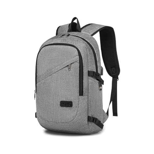 Laptop-Rucksack Diebstahlsicherung Reisen Geschäft Arbeiten Computer Rucksack mit USB-Anschluss Leichte Laptoptasche Schulrucksack Schulranzen für Jungen Herren Damen Lässiger Tagesrucksack (Grau) von KONO