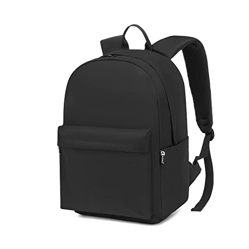 Schulrucksack College-Rucksack, leichte Schultasche, stilvoll, lässig, Tagesrucksack, College, Reisen, Arbeitstasche für Jungen und Mädchen, passend für 15,4-Zoll-Laptop (Schwarz) von KONO